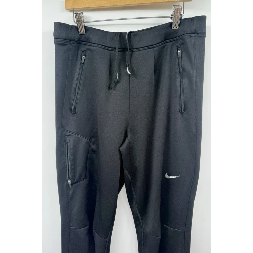 Nike Dri Fit Track Pants Womens Med Black Elastic Waist Pull On Zip Ankle EUC